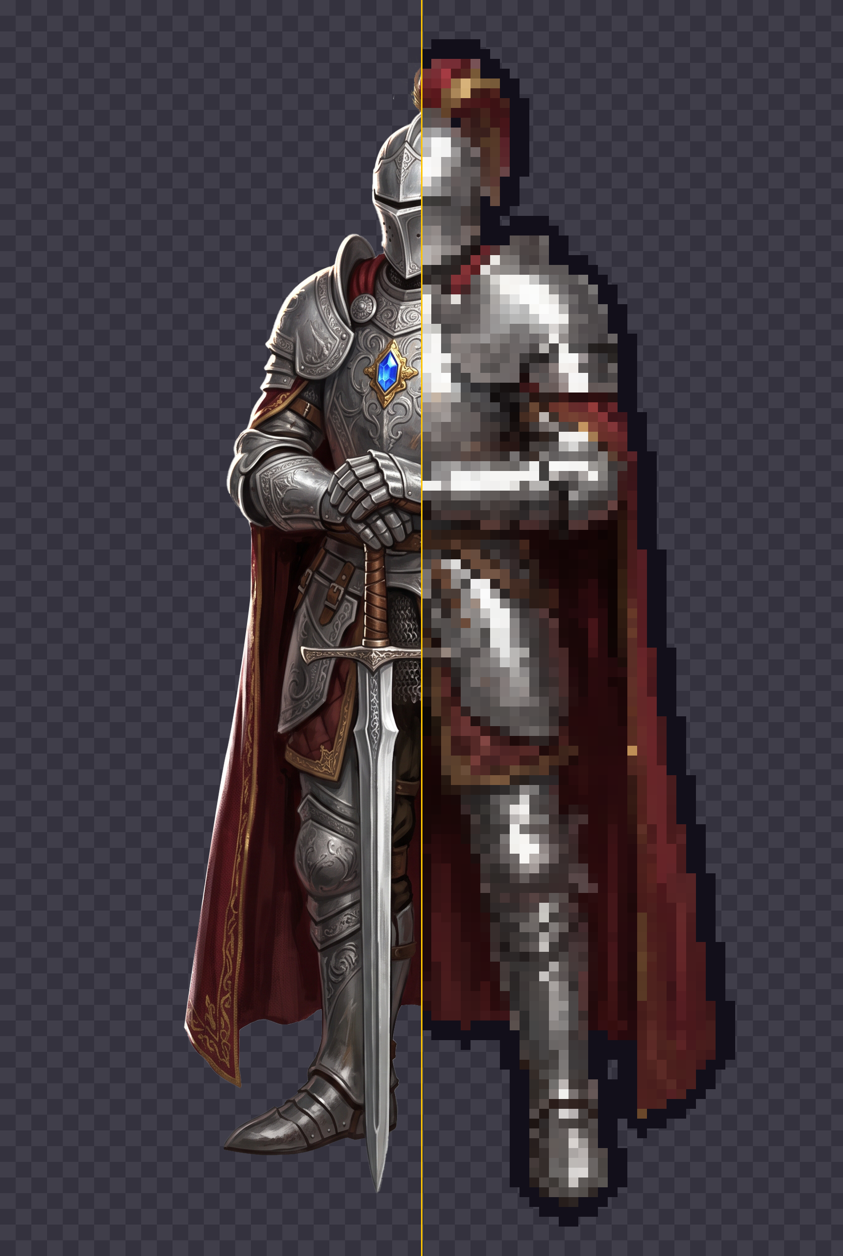 Character with preserved transparency and a solid outline