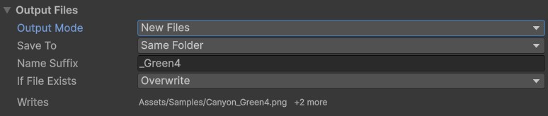 New Files: a separate PNG is written and your sources are left alone.