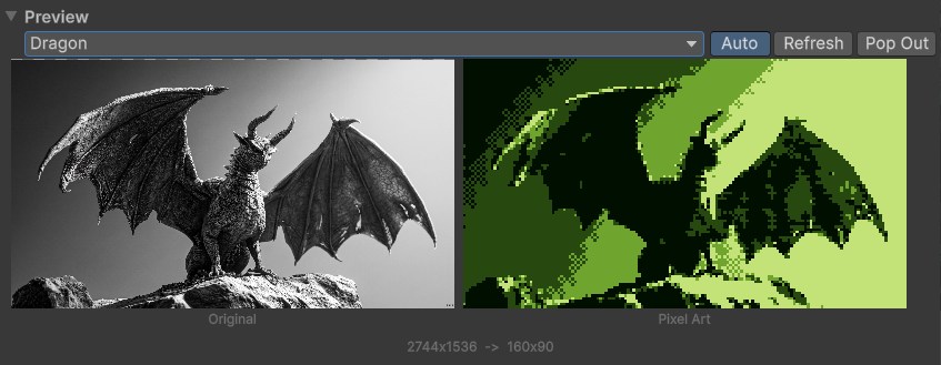 The in-window before/after preview.